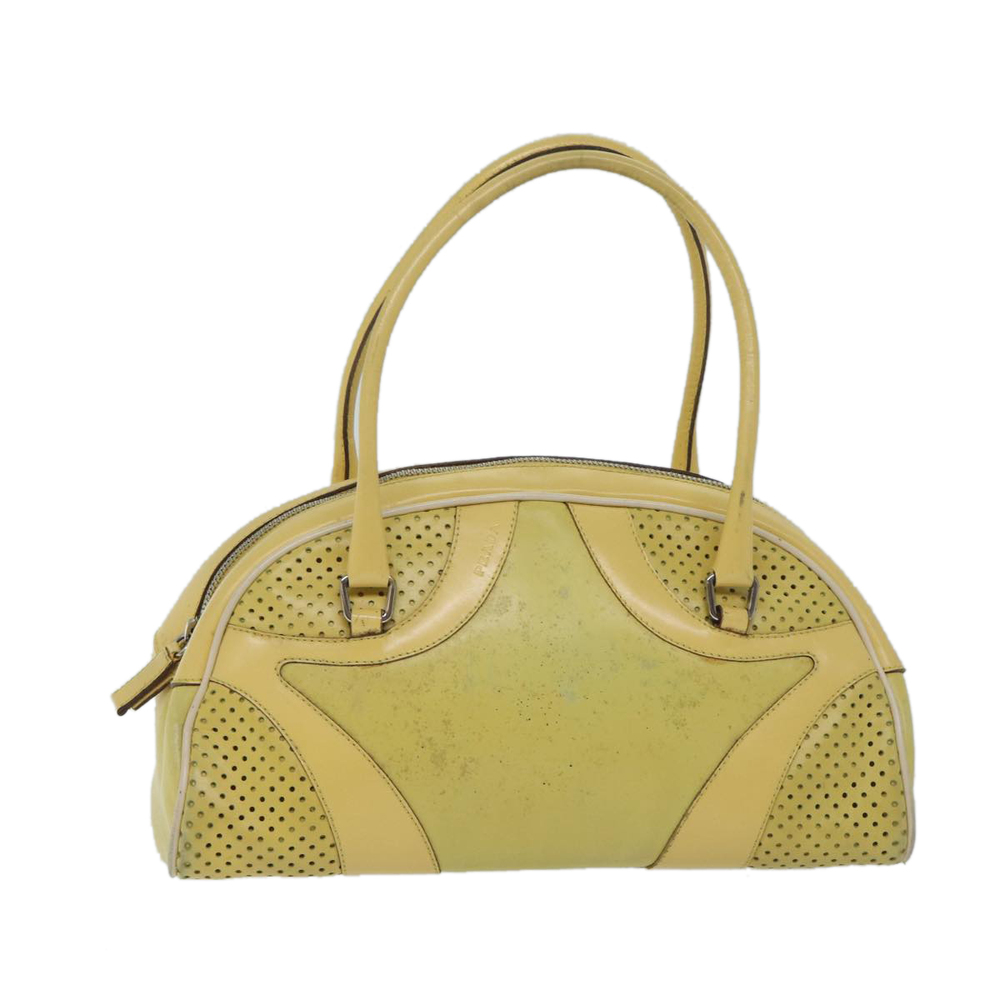 PRADA Hand Bag Leather Yellow Auth bs13198 - Picture 2 of 16